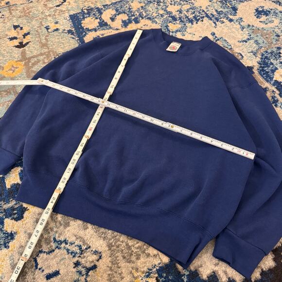 90s Vintage Blank Crewneck Royal Blue Sz L - Picture 3 of 5